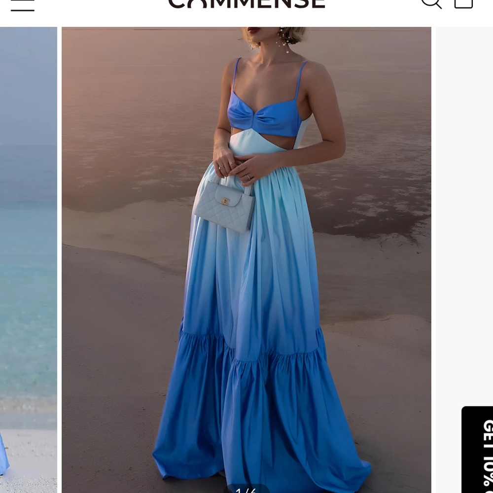 Commense Blue Backless Dress